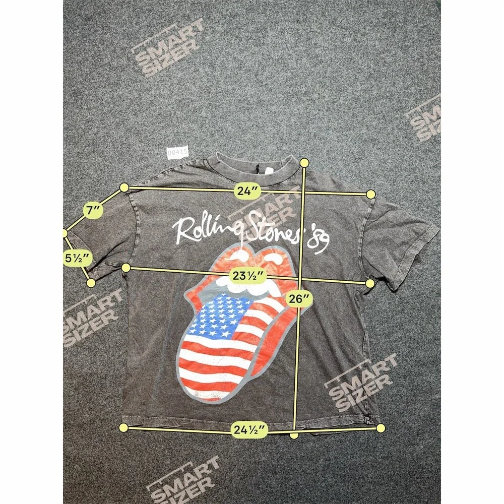 H&M Divided T-Shirt Mens Size L Gray Rolling Stones Tongue USA Flag